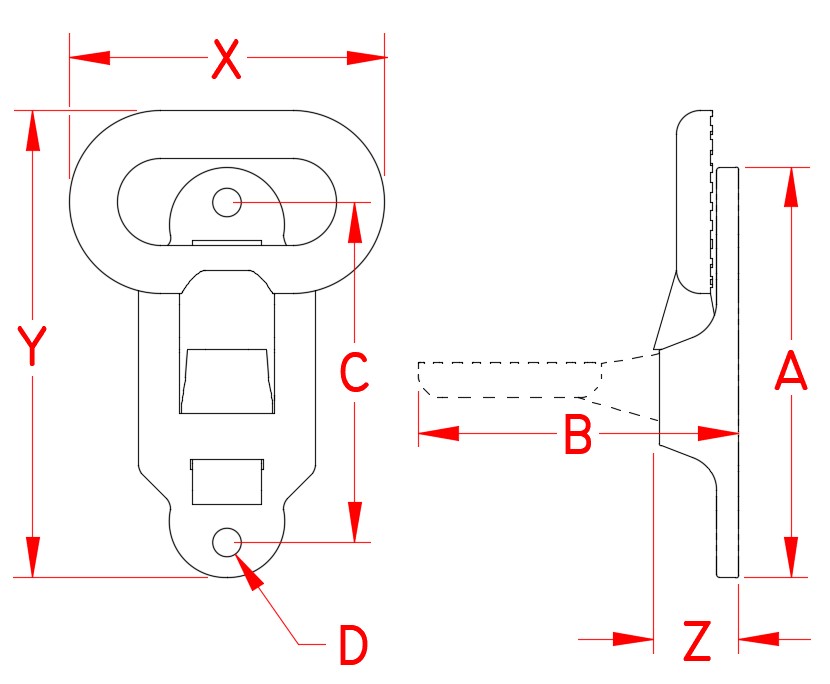 Stainless Steel Heavy Duty Folding Step, S3630-0000, Line Drawing